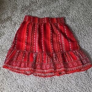 LOFT Red Chiffon Mini Skirt PXXS
